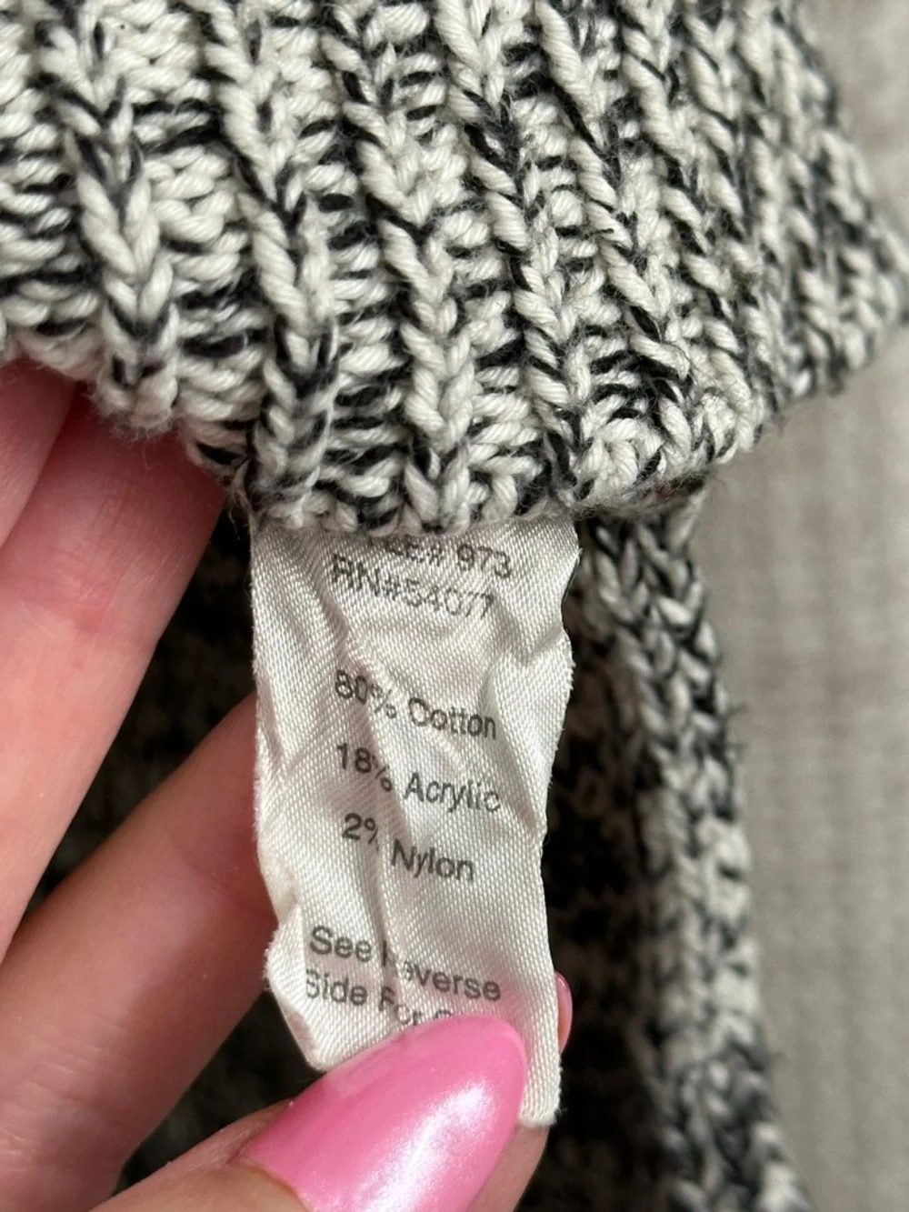 Cabi Short Sleeve Chunky Knit Sweater Tunic Marled Black White Size Medium